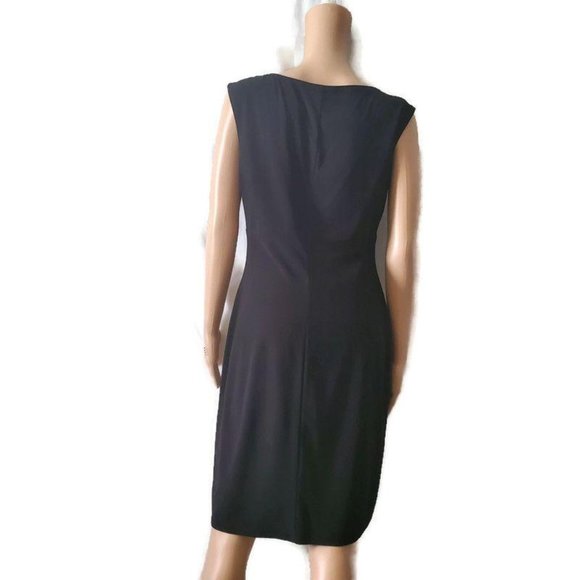 Evan-Picone Women's Classic Black Cap Sleeves Drape Neckline Cocktail Dress Sz 8 - Picture 3 of 13